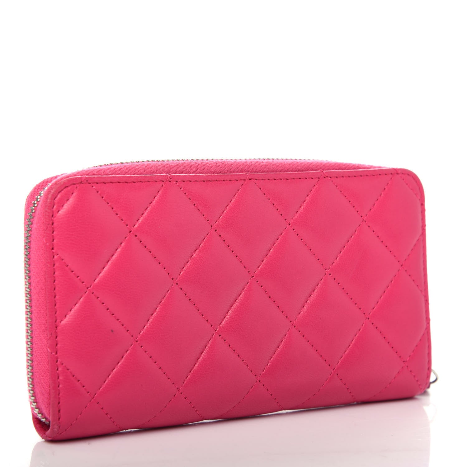 Chanel Lambskin Quilted Small Zip Around Wallet Pink 3 of 9