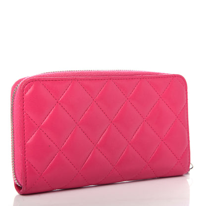 Chanel Lambskin Quilted Small Zip Around Wallet Pink 3 of 9