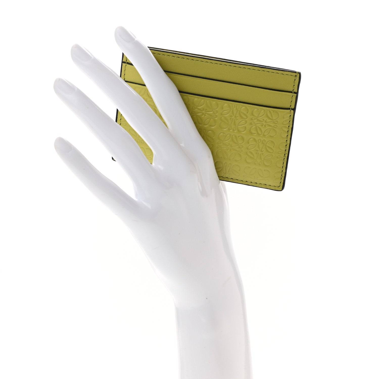 Loewe Calfskin Embossed Anagram Cardholder Lime Yellow 2 of 8