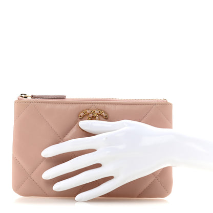 Chanel Shiny Goatskin Quilted Small Chanel 19 Pouch Pink 2 of 7