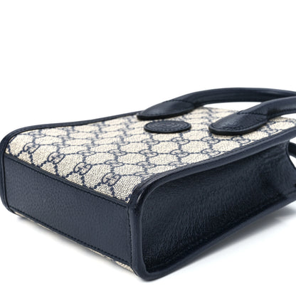 Gucci GG Supreme Monogram Textured Dollar Calfskin Mini Retro Interlocking G Tote Bag Beige Blue 11 of 11