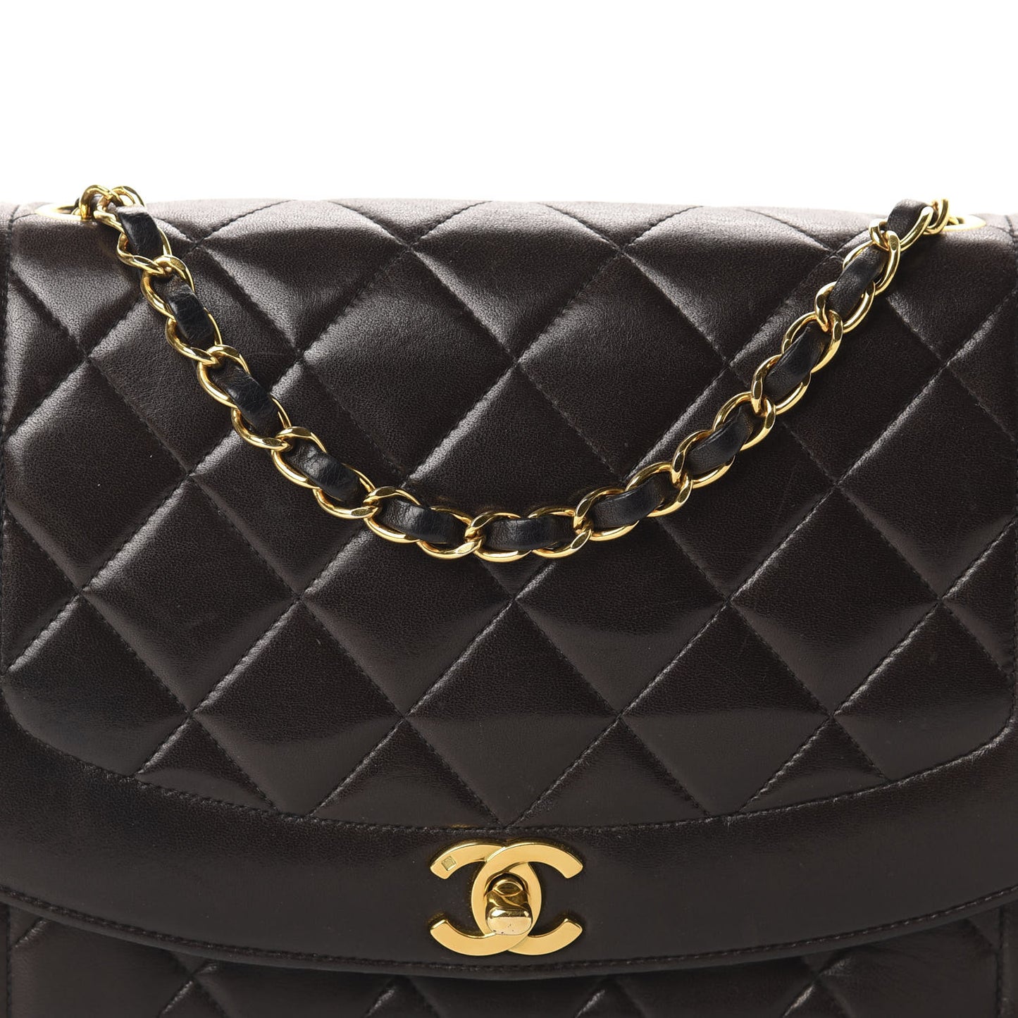 Lambskin Quilted Medium Single Flap Brown