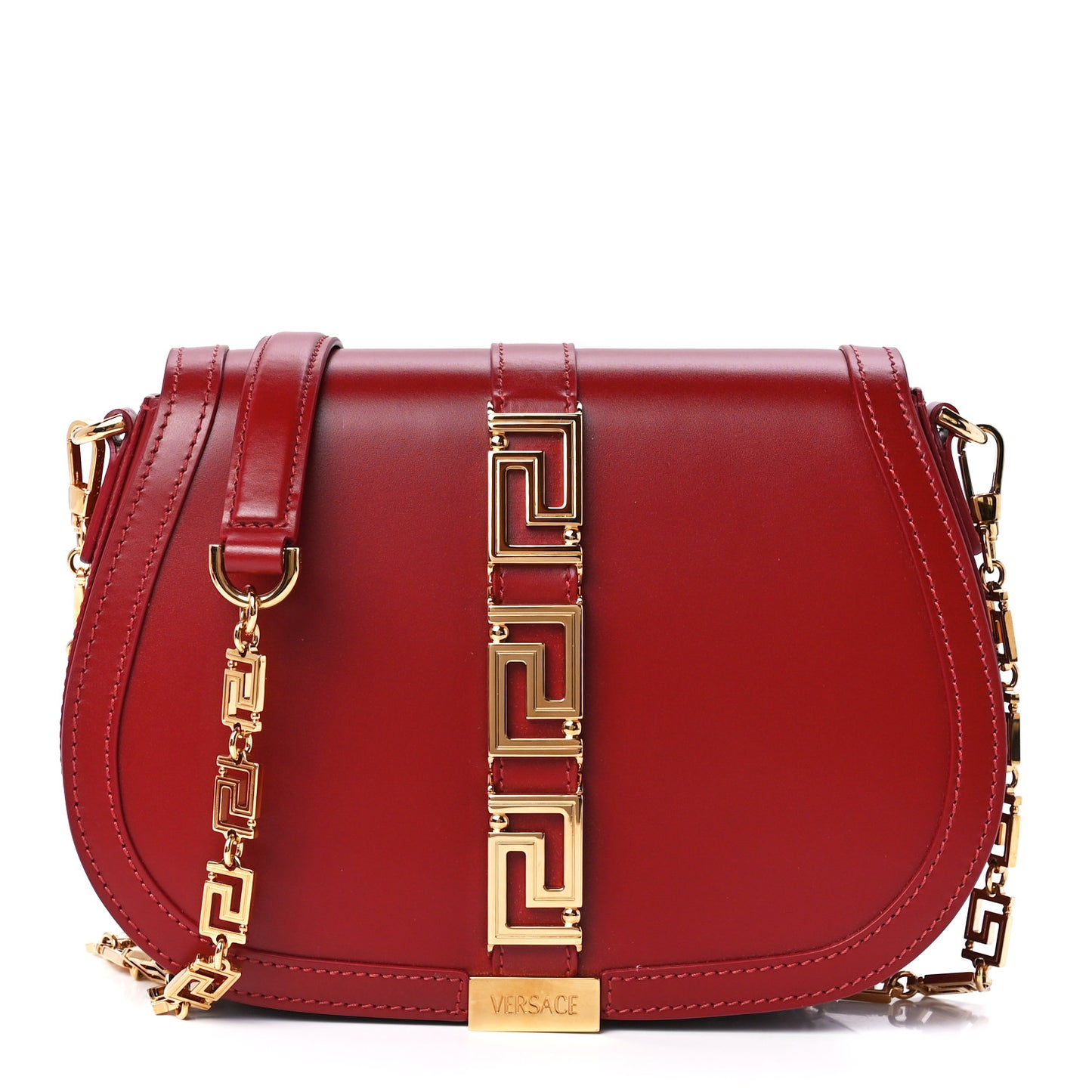 Calfskin Large Greca Goddess Shoulder Bag Red