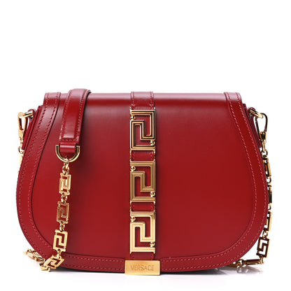 Versace Calfskin Large Greca Goddess Shoulder Bag Red 1 of 12