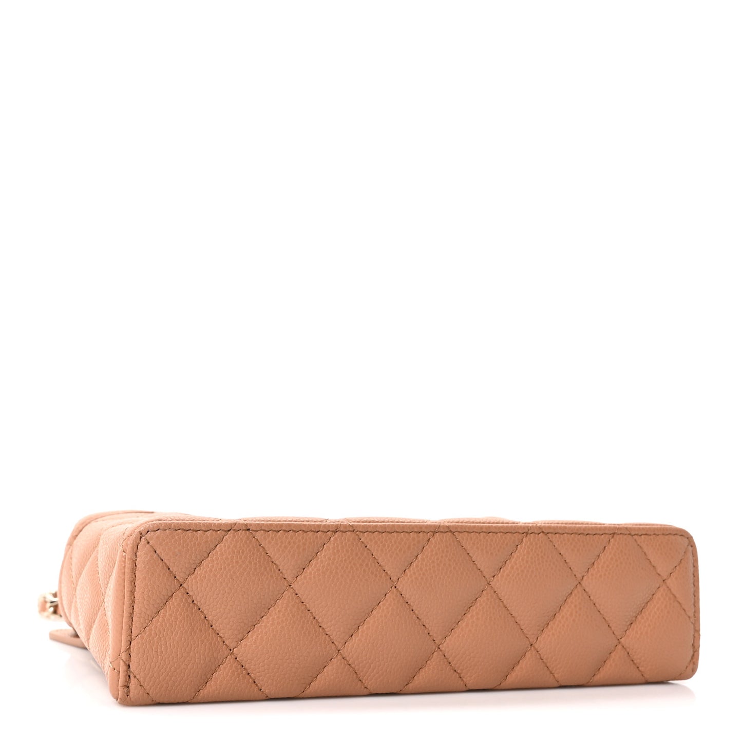 Caviar Quilted Top Handle Slim Vanity With Chain Brown