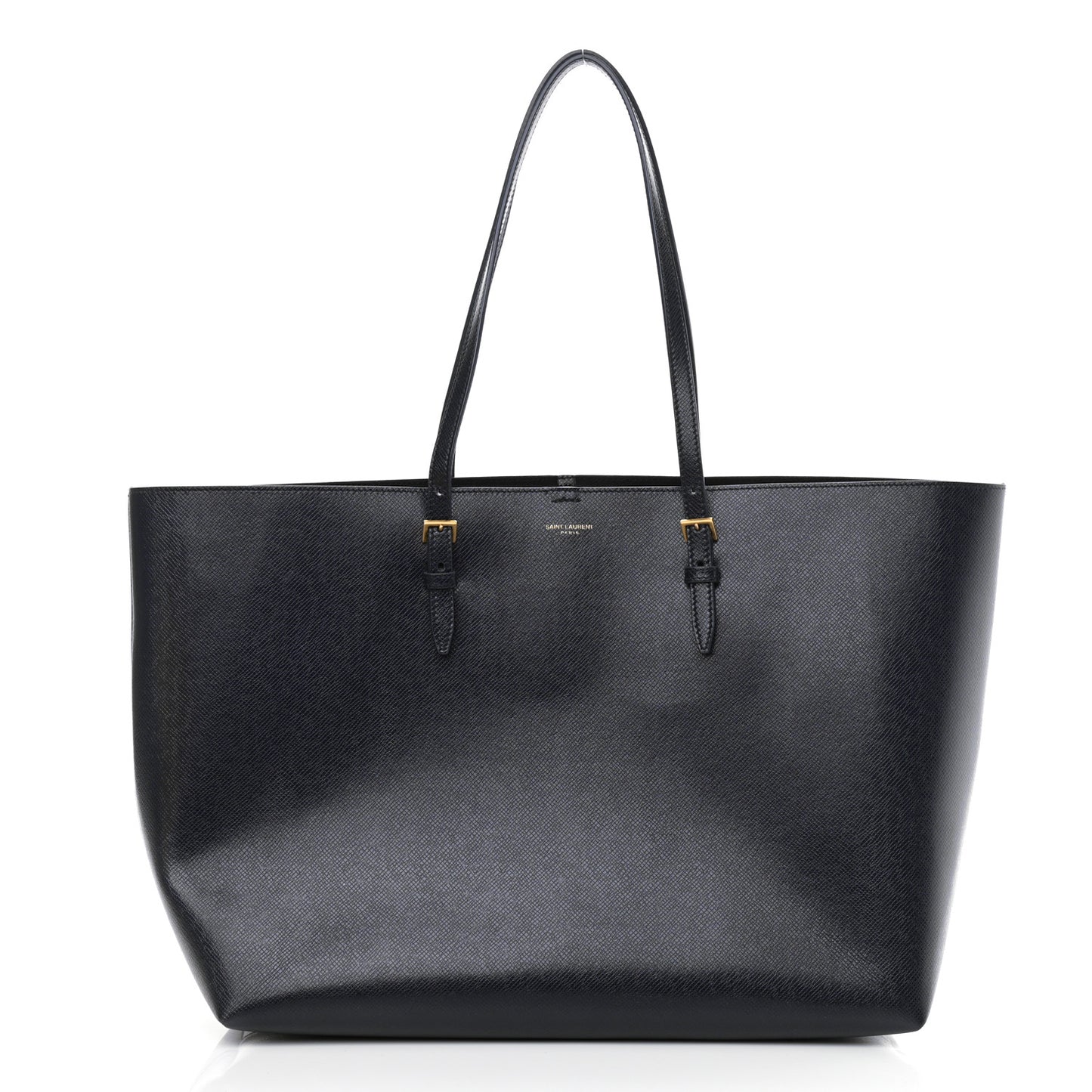 Grained Calfskin Large Shopping Tote Navy