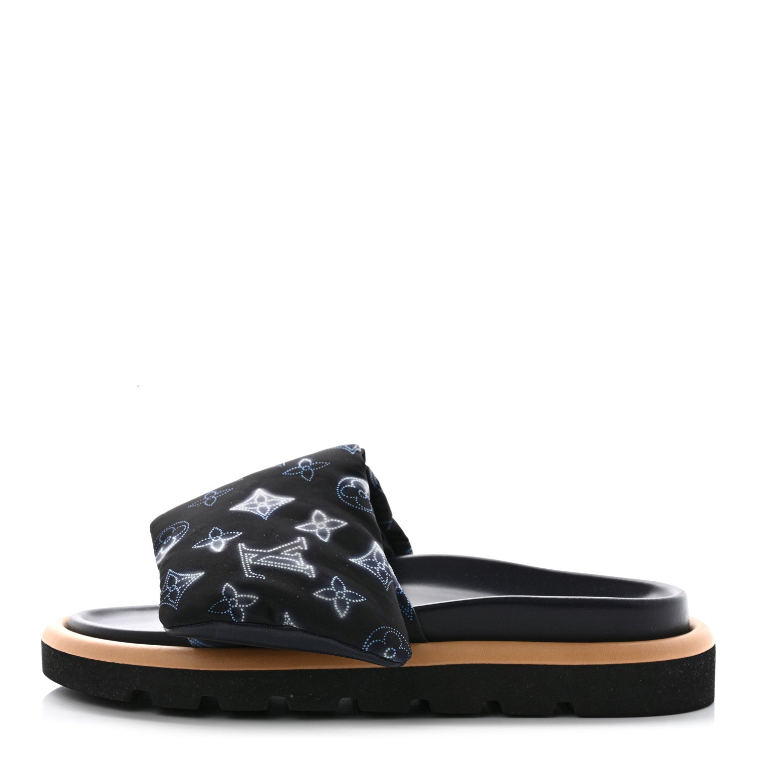 Louis Vuitton Nylon Monogram Womens Pool Pillow Comfort Mules 38 Navy Blue 1 of 9
