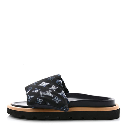 Louis Vuitton Nylon Monogram Womens Pool Pillow Comfort Mules 38 Navy Blue 1 of 9