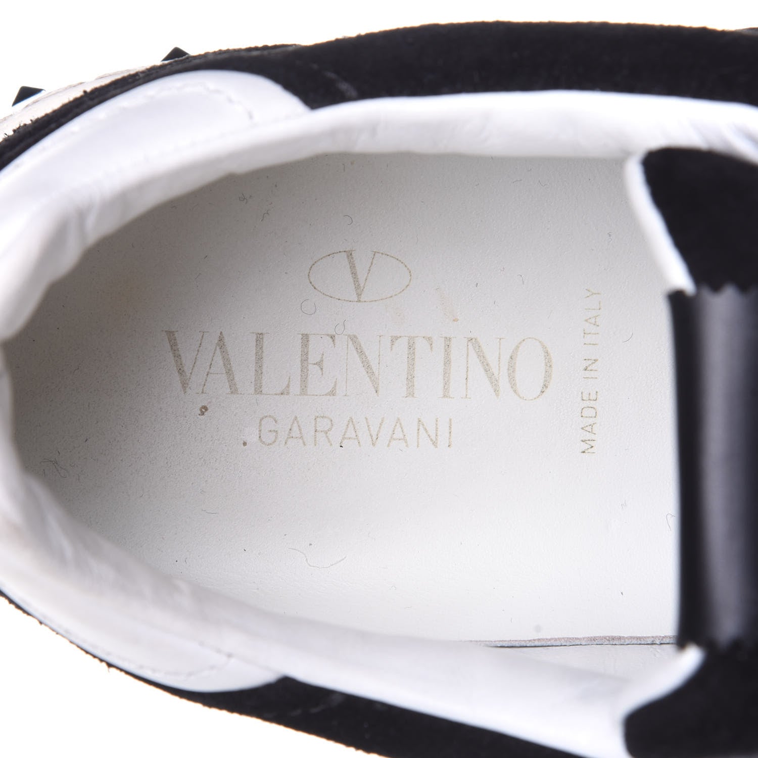 Valentino Garavani Suede Calfskin Womens Rockstud Flycrew Sneakers 40 Black White 9 of 12