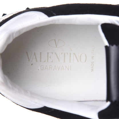 Valentino Garavani Suede Calfskin Womens Rockstud Flycrew Sneakers 40 Black White 9 of 12