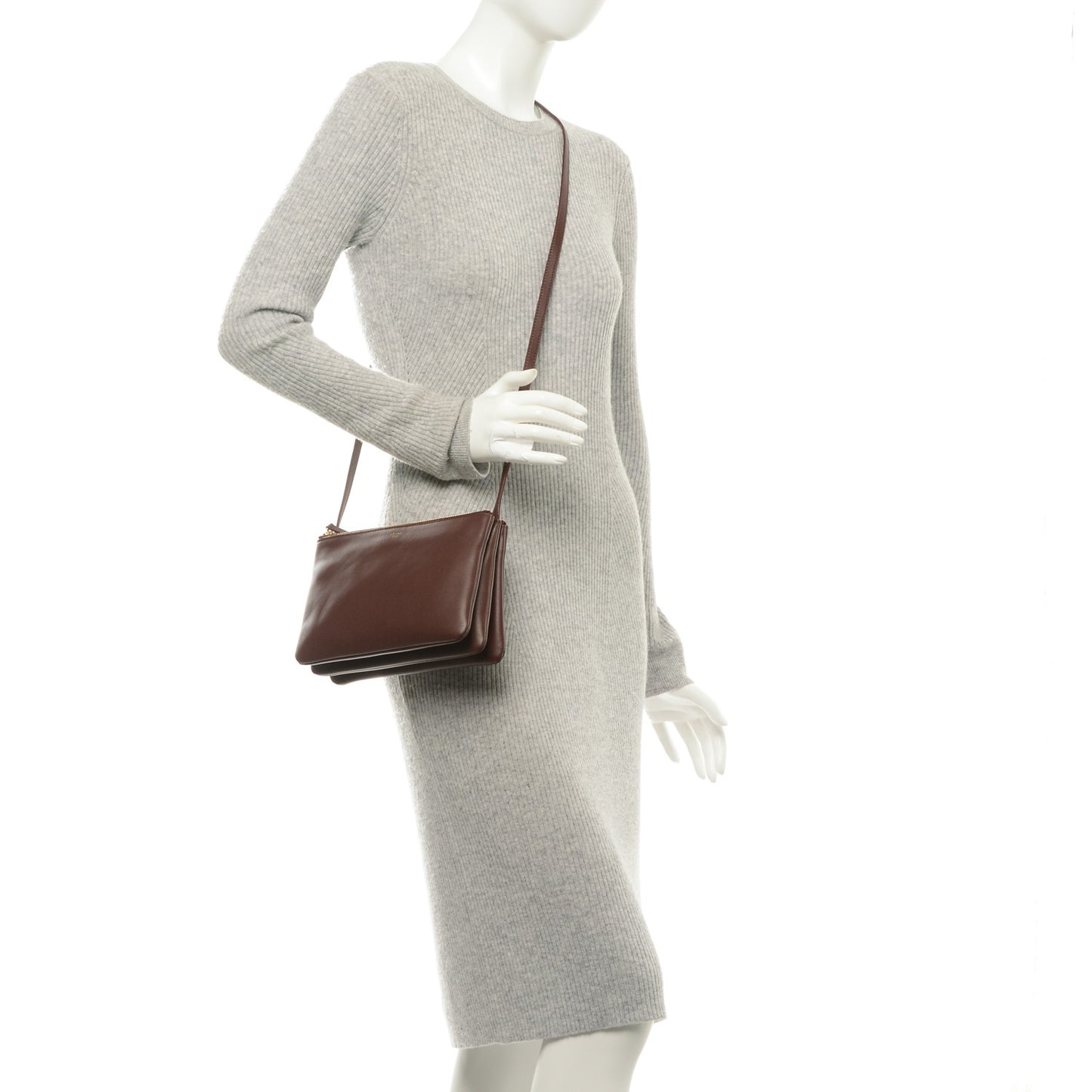 Smooth Lambskin Small Trio Crossbody Bag Burgundy