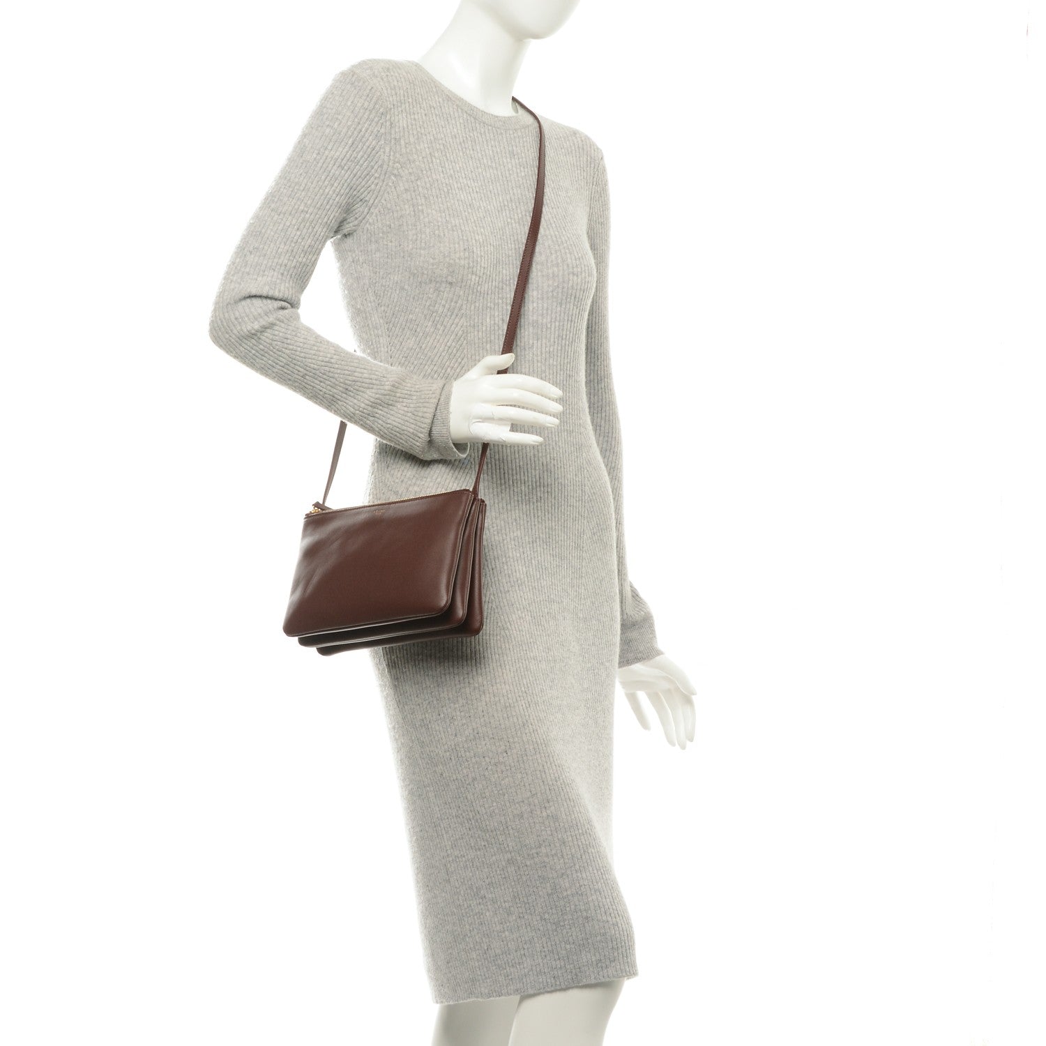 Celine Smooth Lambskin Small Trio Crossbody Bag Burgundy 2 of 7