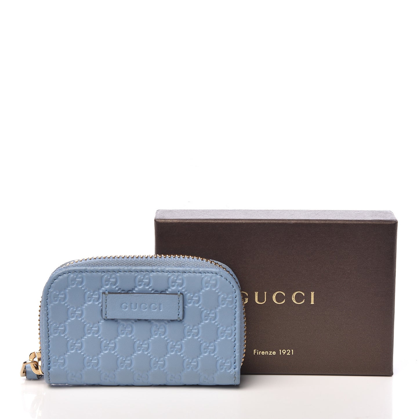 Microguccissima Zip Around Card Case Mineral Blue