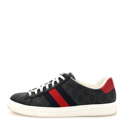 Gucci GG Supreme Monogram Web Mens New Ace Sneakers 8.5 Black 1 of 10