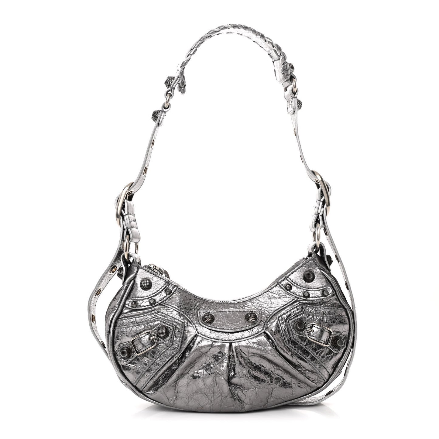 Metallic Agneau Arena Le Cagole Shoulder Bag XS Silver