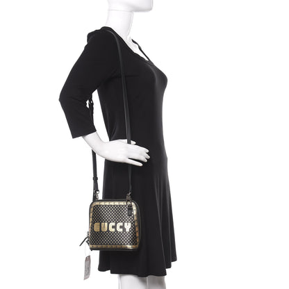 Gucci X SEGA Calfskin GUCCY Stars Mini Dome Shoulder Bag Black Gold 2 of 10