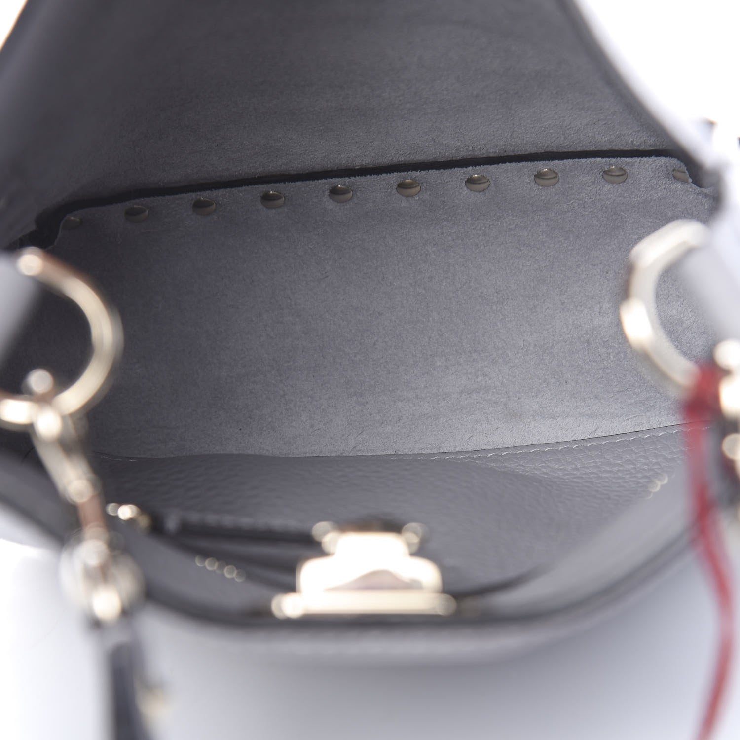 Valentino Garavani Pebbled Calfskin Mini Rockstud Flip-Lock Messenger Bag Pastel Grey 5 of 9