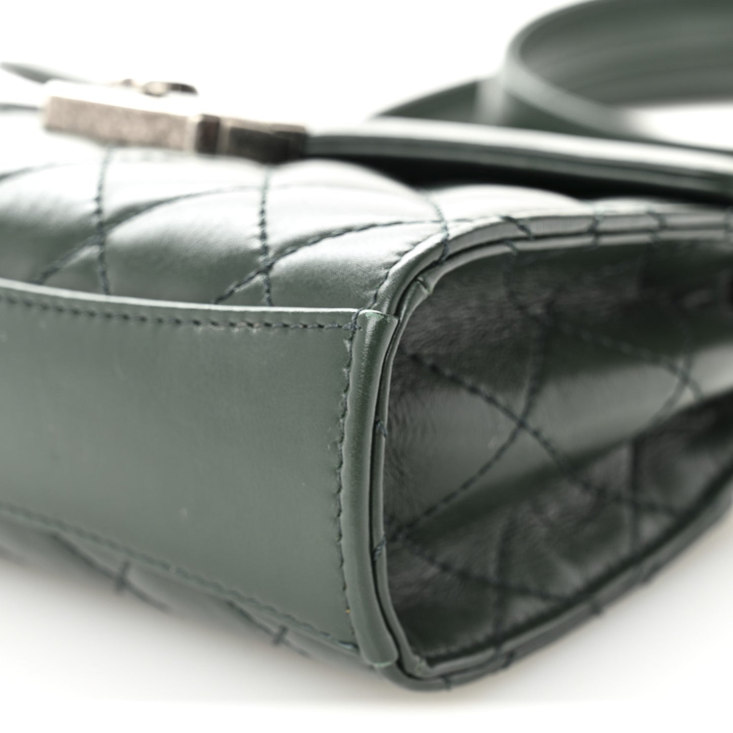 Shiny Calfskin Quilted Mad About Quilting Mini Flap Dark Green