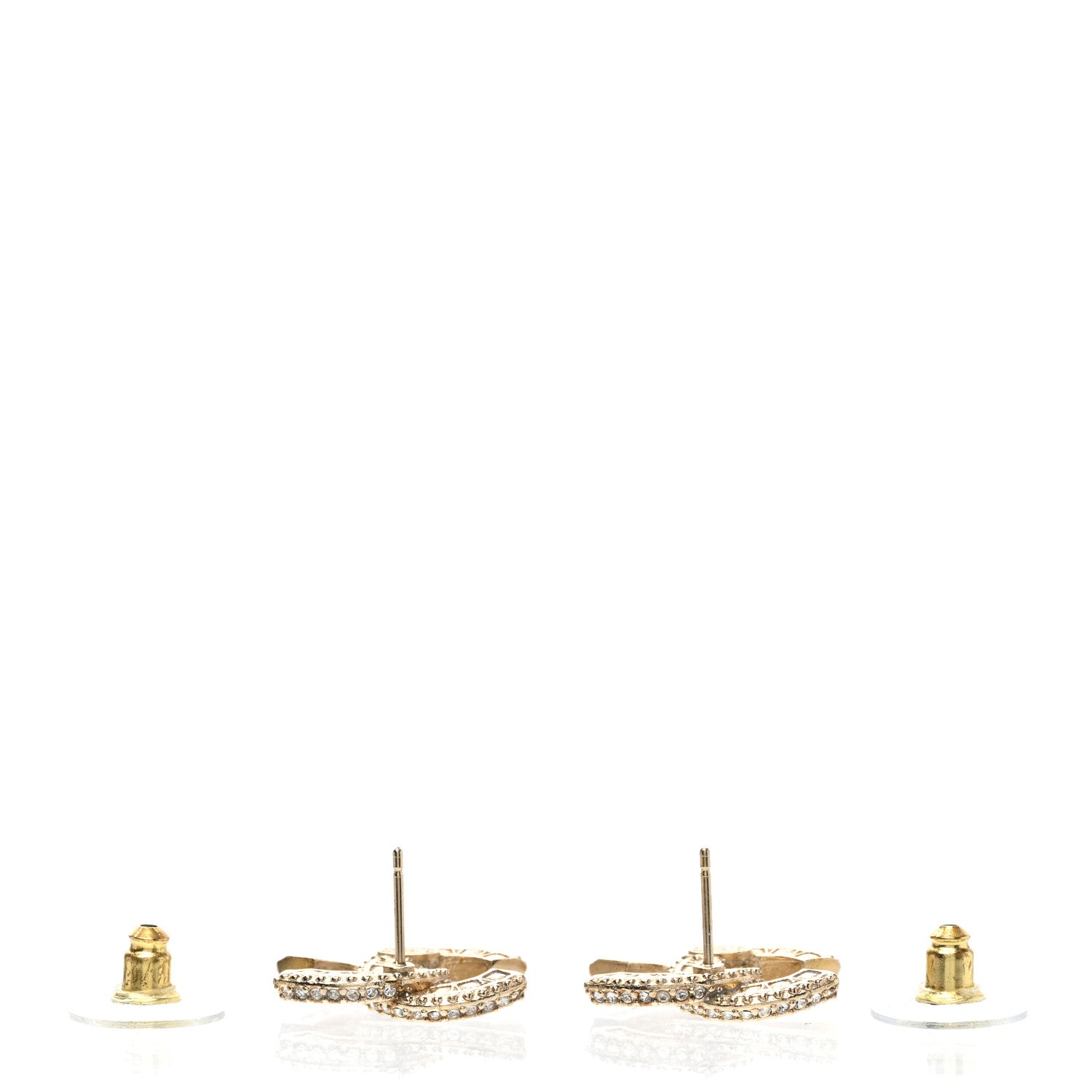 Chanel Crystal Timeless CC Earrings Light Gold 3 of 5