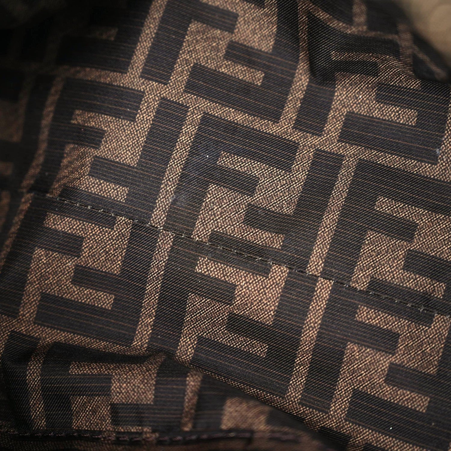 Fendi Fabric Jacquard FF 1974 Medium Trapezoid Beauty Pouch Tobacco Moro Black 11 of 11