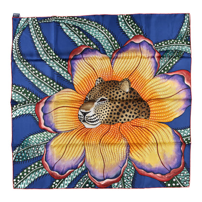 Hermes Silk Baobab Cat Scarf 90 Marine Vert Miel 1 of 5