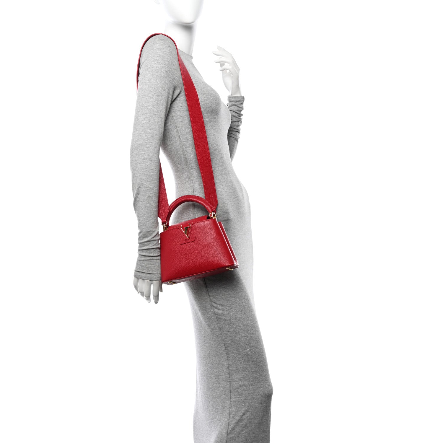 Louis Vuitton Taurillon Mini Capucines Scarlet 2 of 11