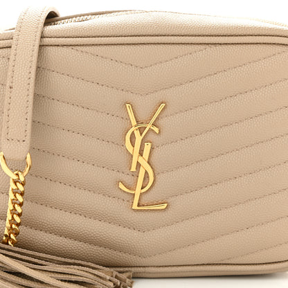 Saint Laurent Grain De Poudre Matelasse Monogram Mini Lou Camera Bag Dark Beige 8 of 11