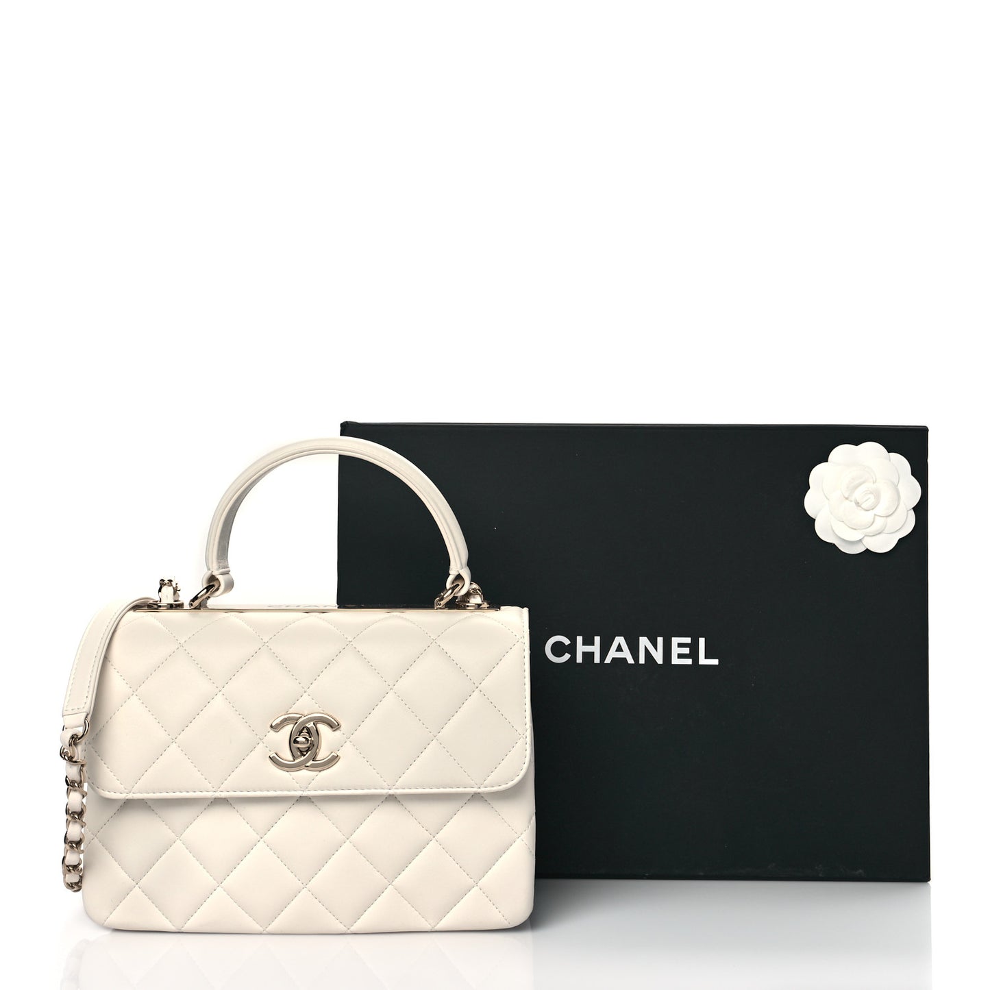 Lambskin Quilted Small Trendy CC Dual Handle Flap Bag White