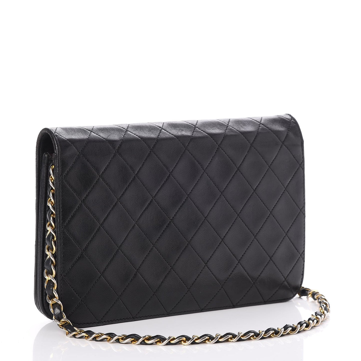 Lambskin Quilted Small Single Flap Black