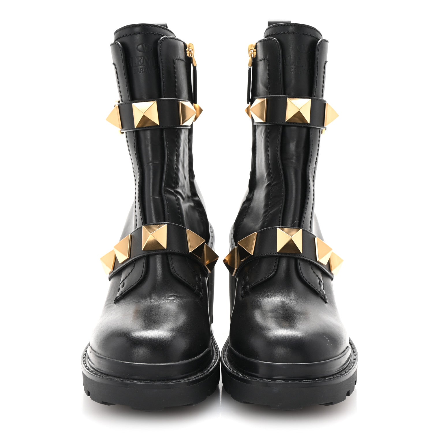 Valentino Garavani Calfskin Roman Stud 20/85mm Combat Boots 38.5 Black 3 of 9