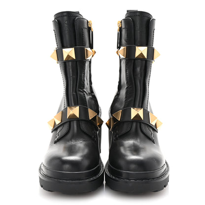 Valentino Garavani Calfskin Roman Stud 20/85mm Combat Boots 38.5 Black 3 of 9
