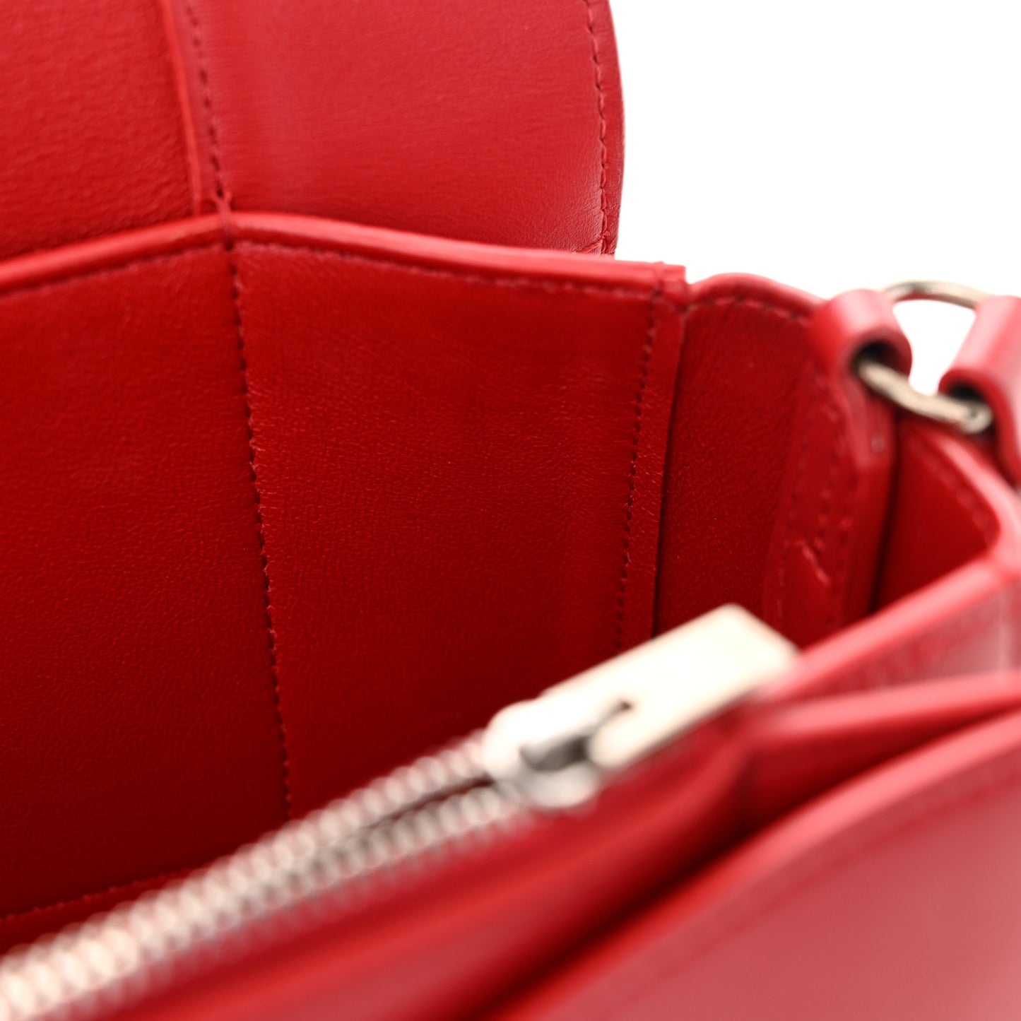 Shiny Smooth Calfskin Medium Frame Shoulder Bag Poppy Red Clay