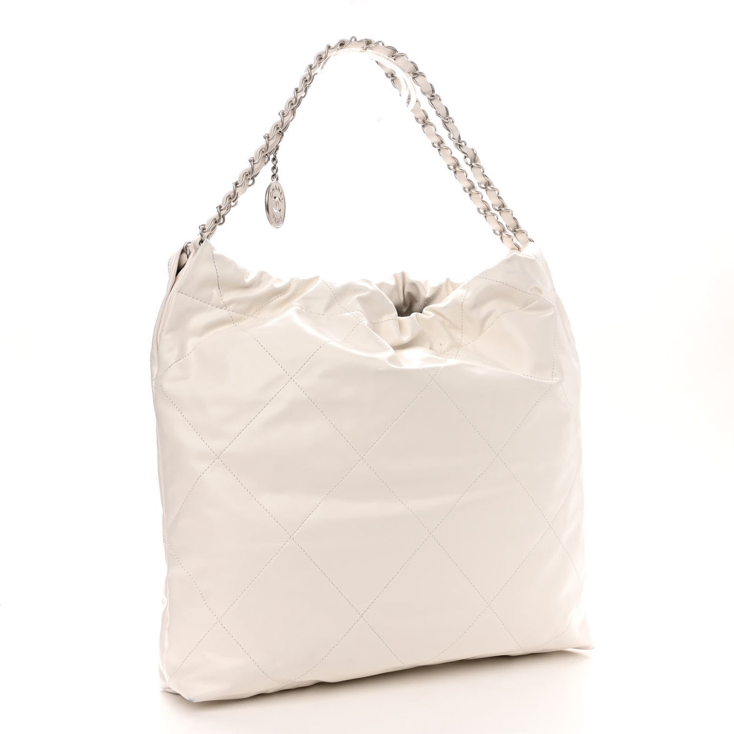 Shiny Calfskin Quilted Chanel 22 White