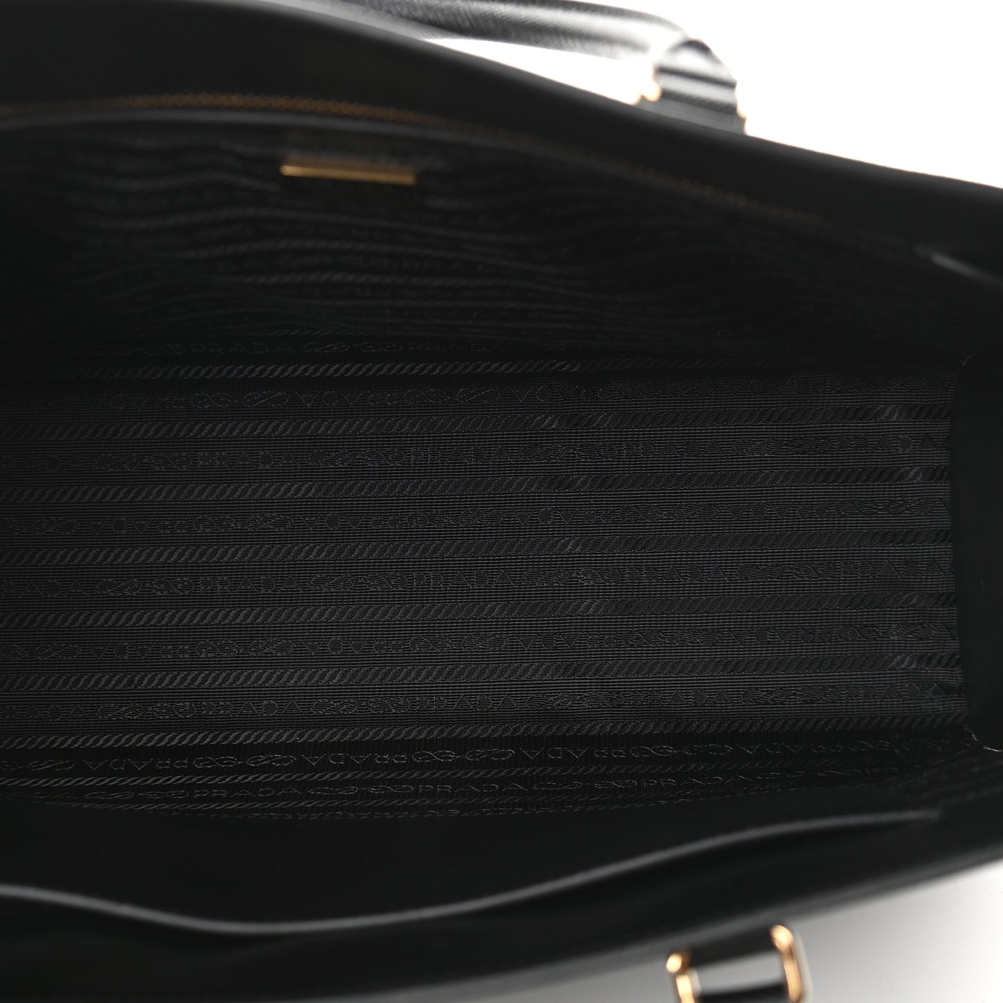 Saffiano Lux Metal Triangle Logo Large Shoulder Tote Handbag Black