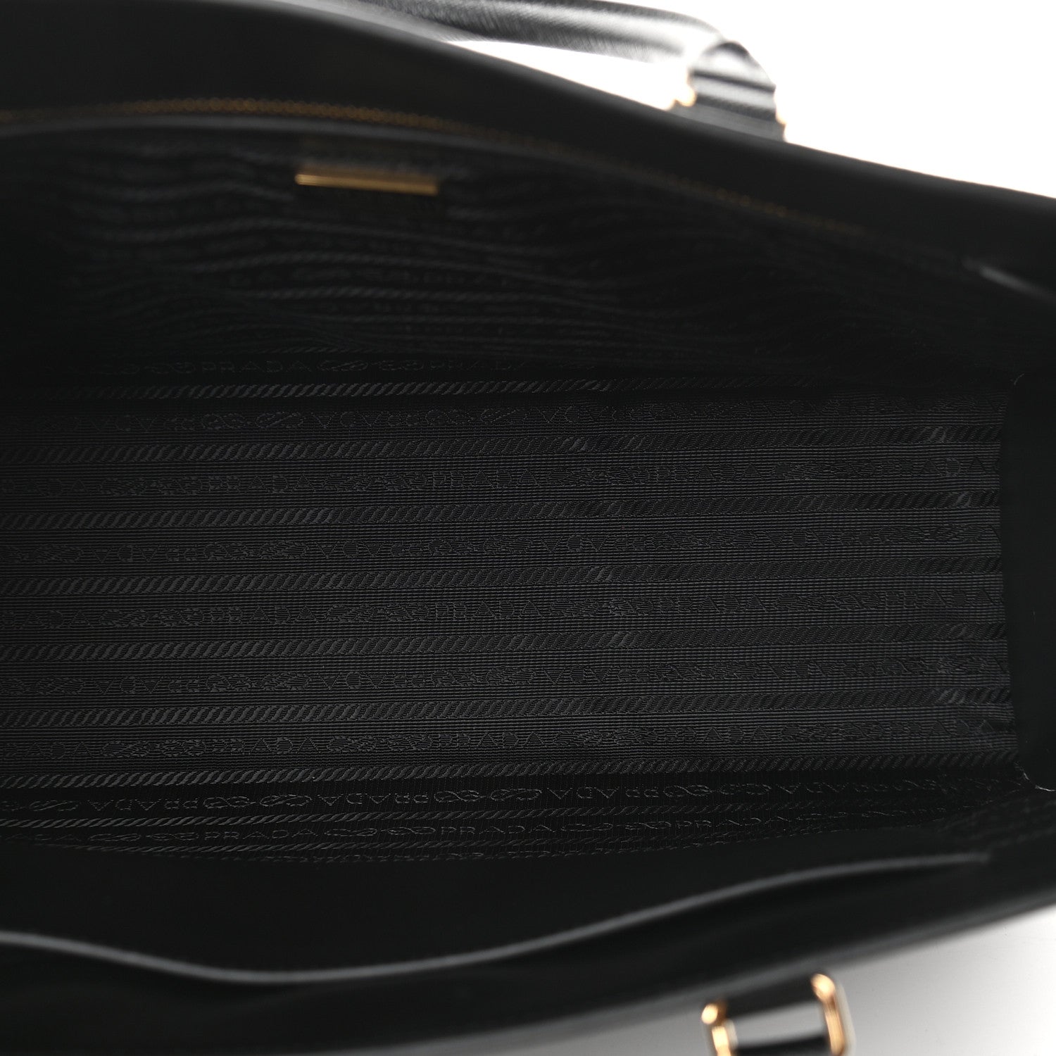 Prada Saffiano Lux Metal Triangle Logo Large Shoulder Tote Handbag Black 7 of 8