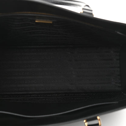 Prada Saffiano Lux Metal Triangle Logo Large Shoulder Tote Handbag Black 7 of 8