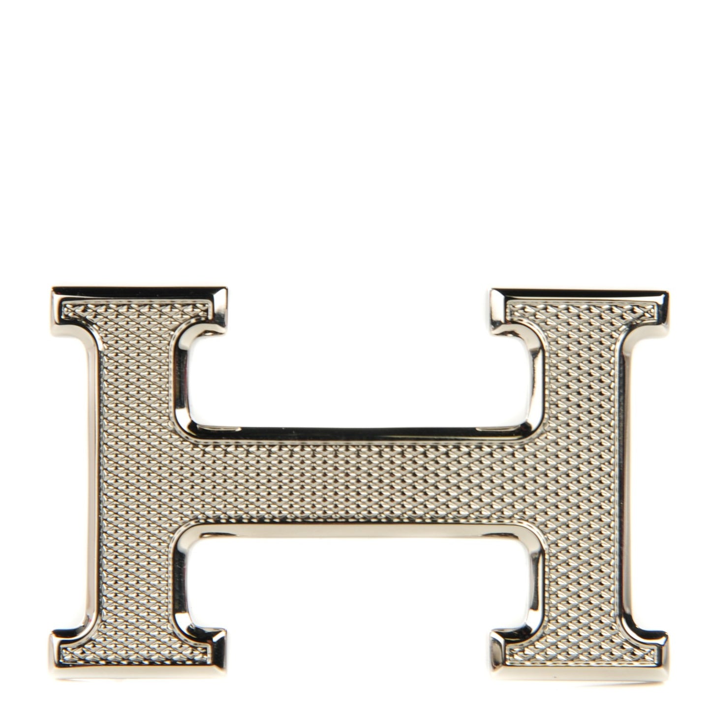 Palladium H Guilloche Belt Buckle Silver