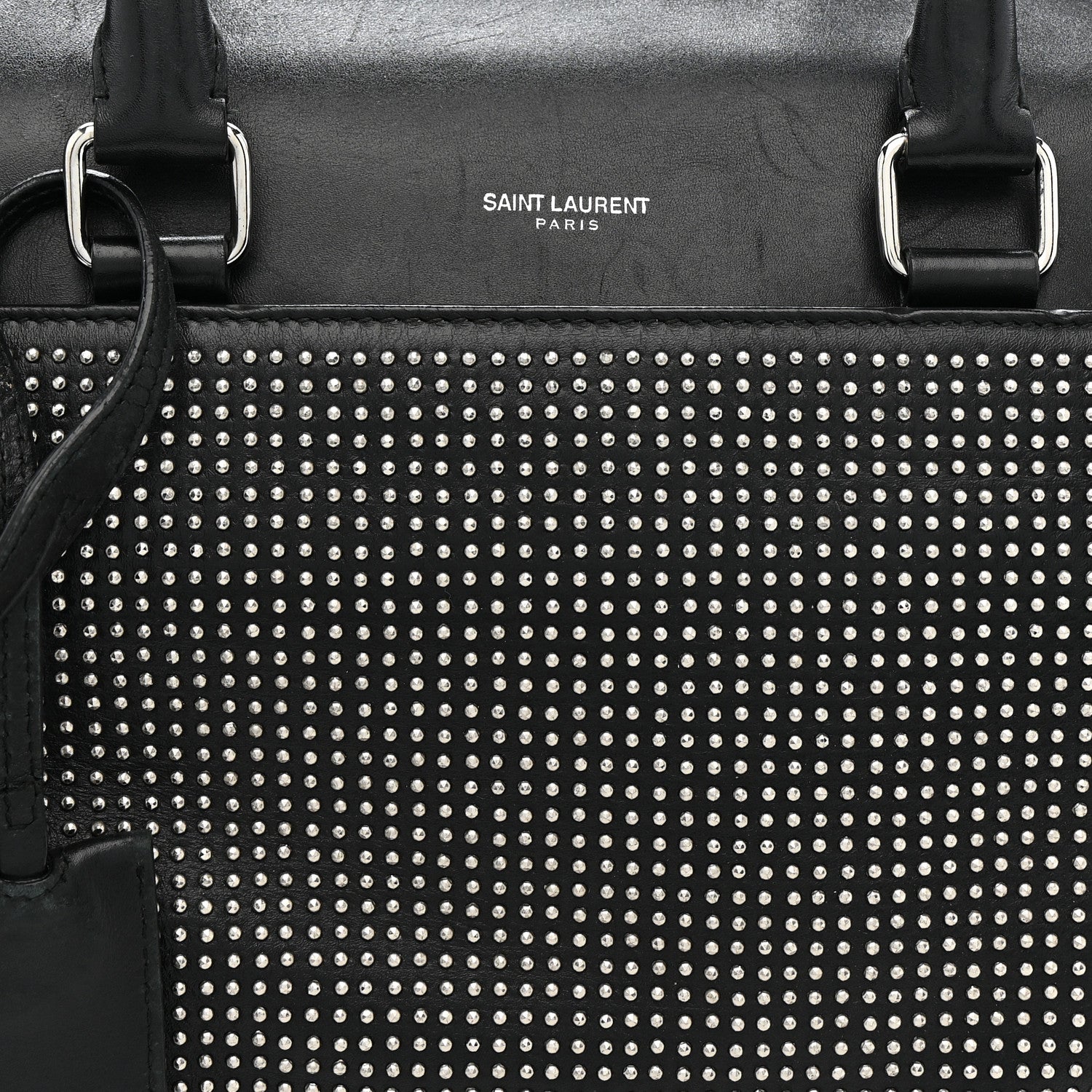 Saint Laurent Calfskin Studded Classic Duffle 6 Black 8 of 16