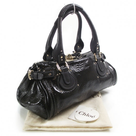Chloe Patent Leather Paddington Tote Noir 3 of 18