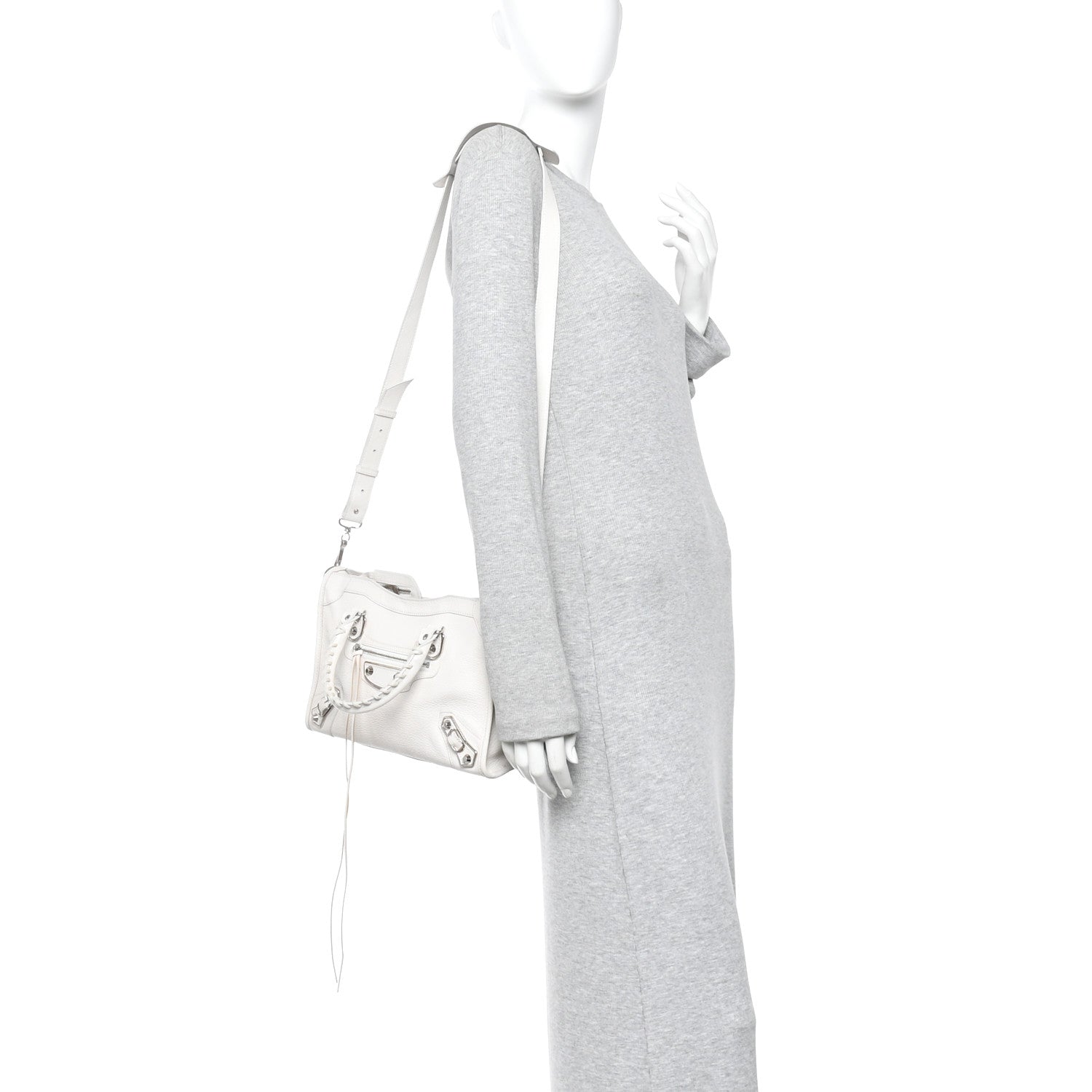 Balenciaga Chevre Silver Metallic Edge Hardware S City White 2 of 11