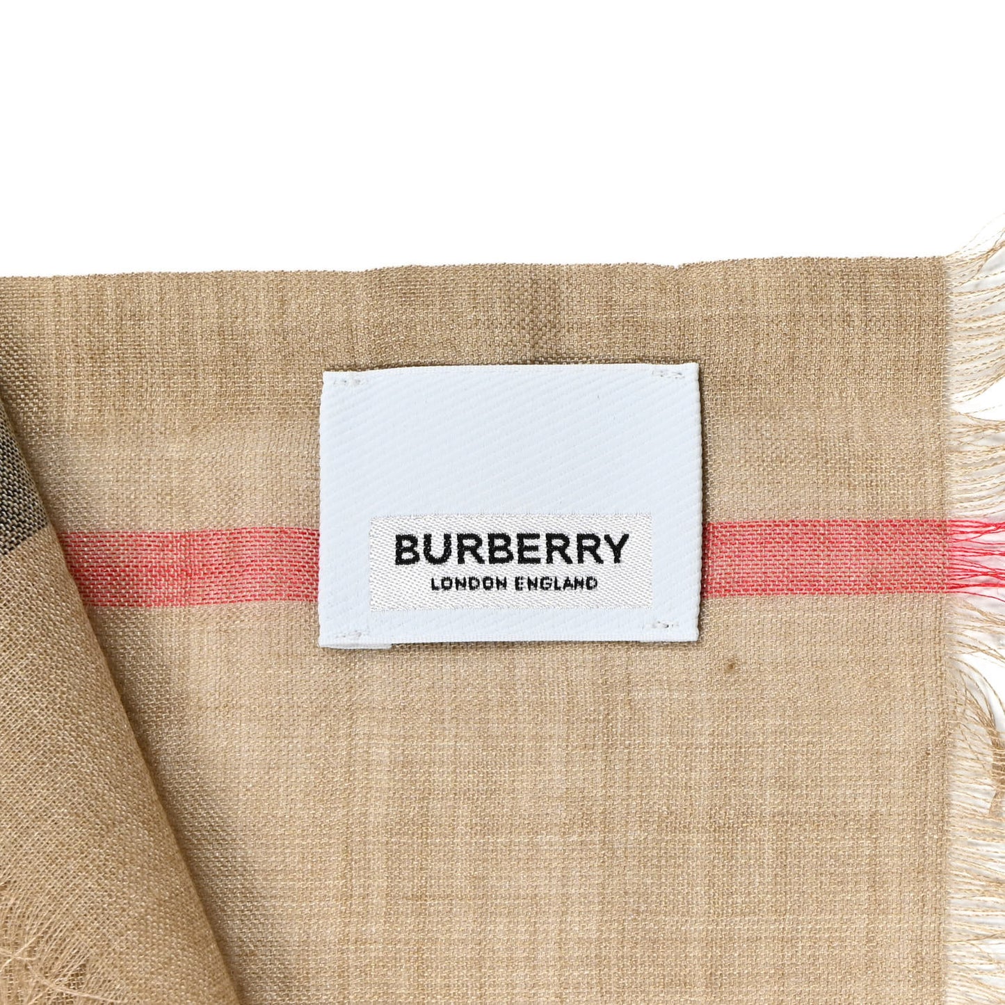 Wool Silk Gauze Giant Check Scarf Archive Beige