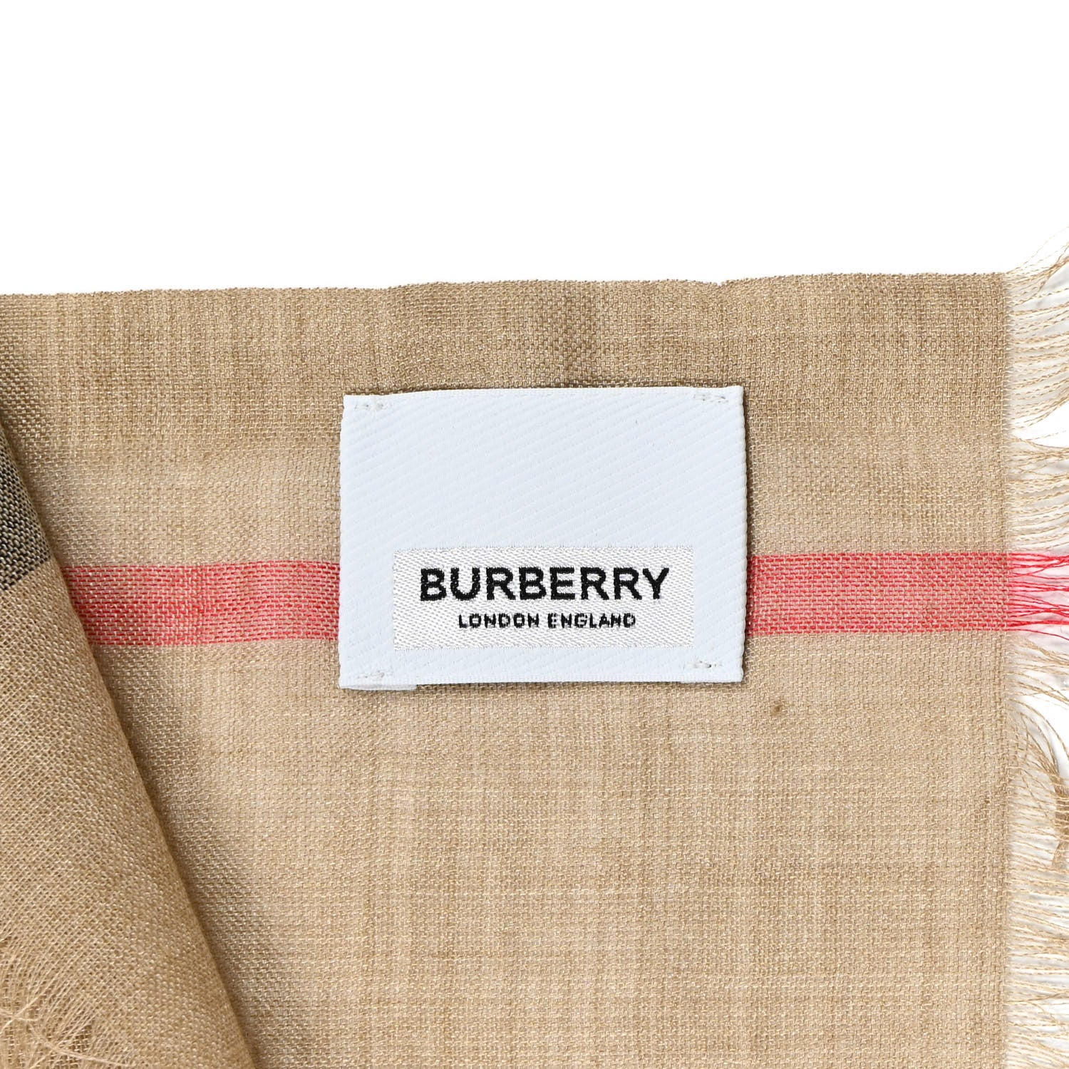 Burberry Wool Silk Gauze Giant Check Scarf Archive Beige 4 of 4