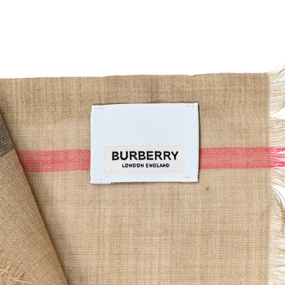 Burberry Wool Silk Gauze Giant Check Scarf Archive Beige 4 of 4