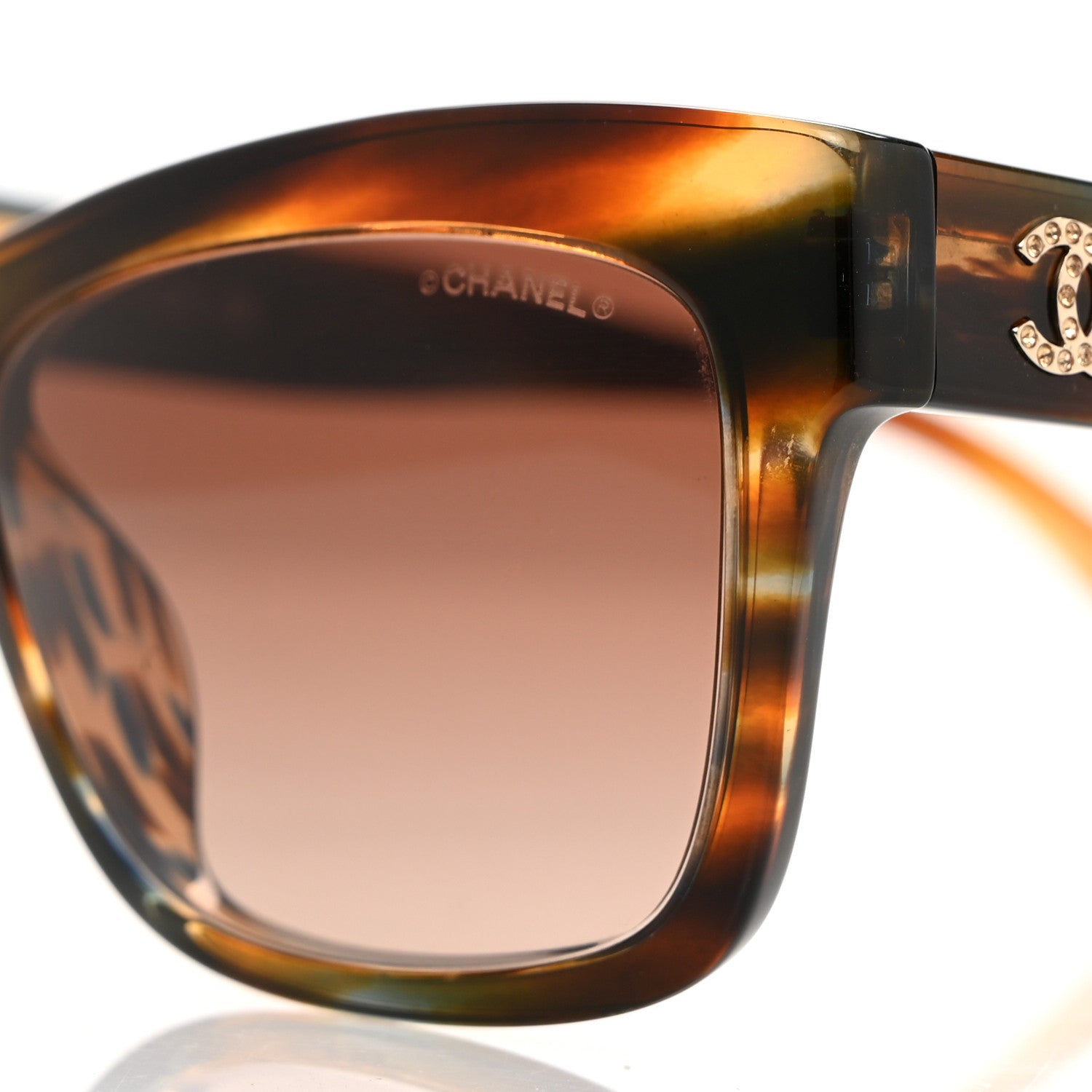 Chanel Acetate Crystal CC Rectangle Sunglasses 5496-B-A Tortoise 7 of 9