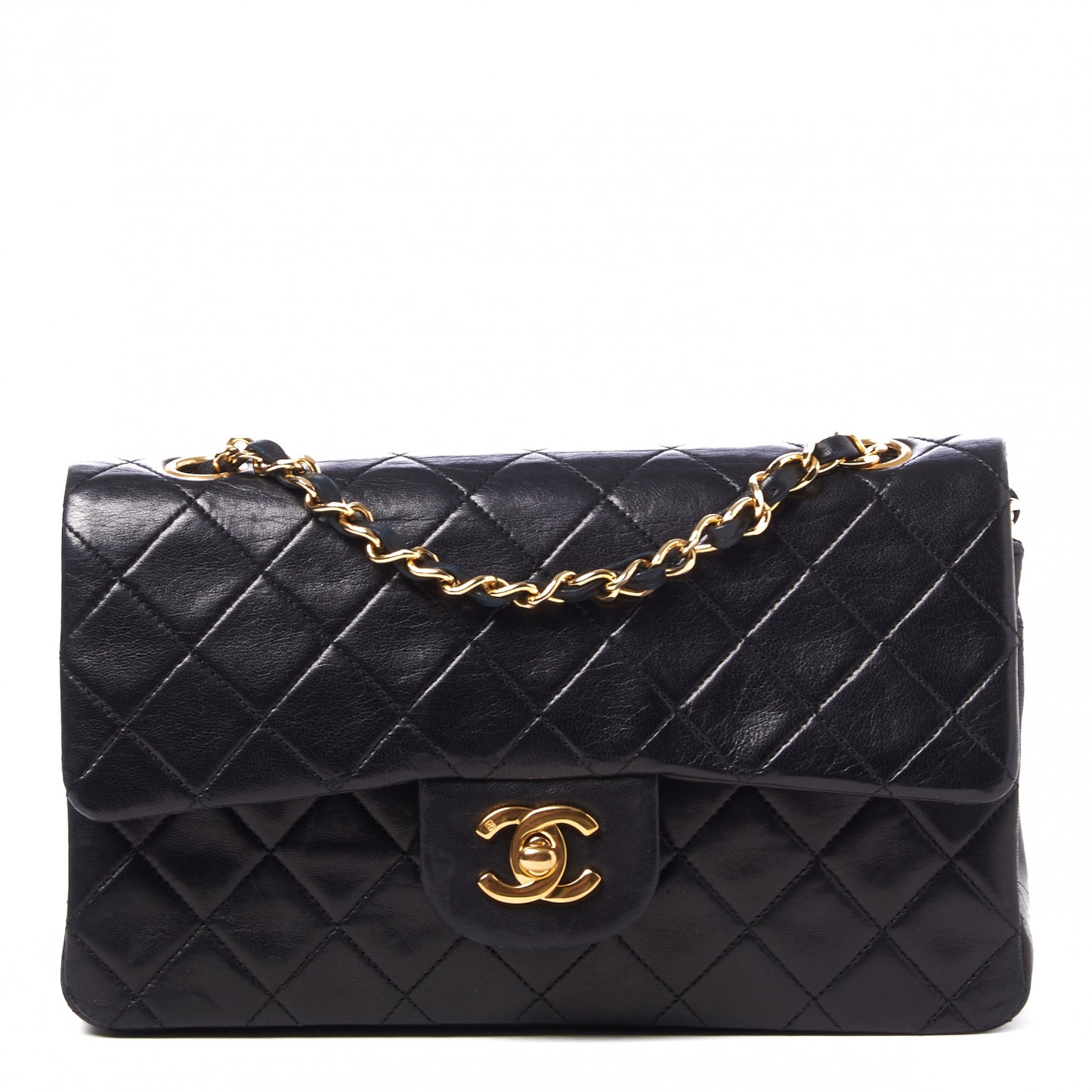 Lambskin Quilted Small Double Flap Black