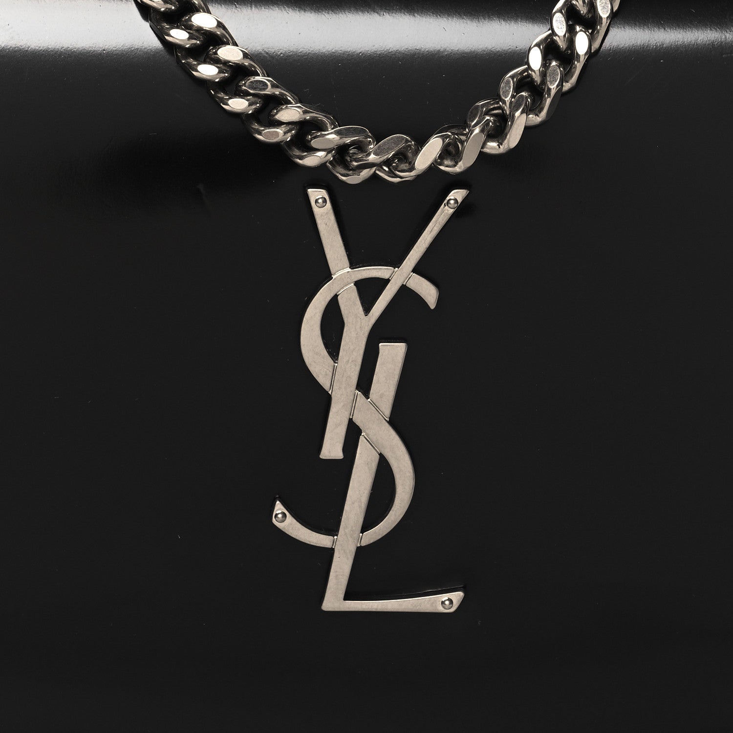 Saint Laurent Glazed Calfskin Cassandre Wallet On Chain WOC Black 7 of 9