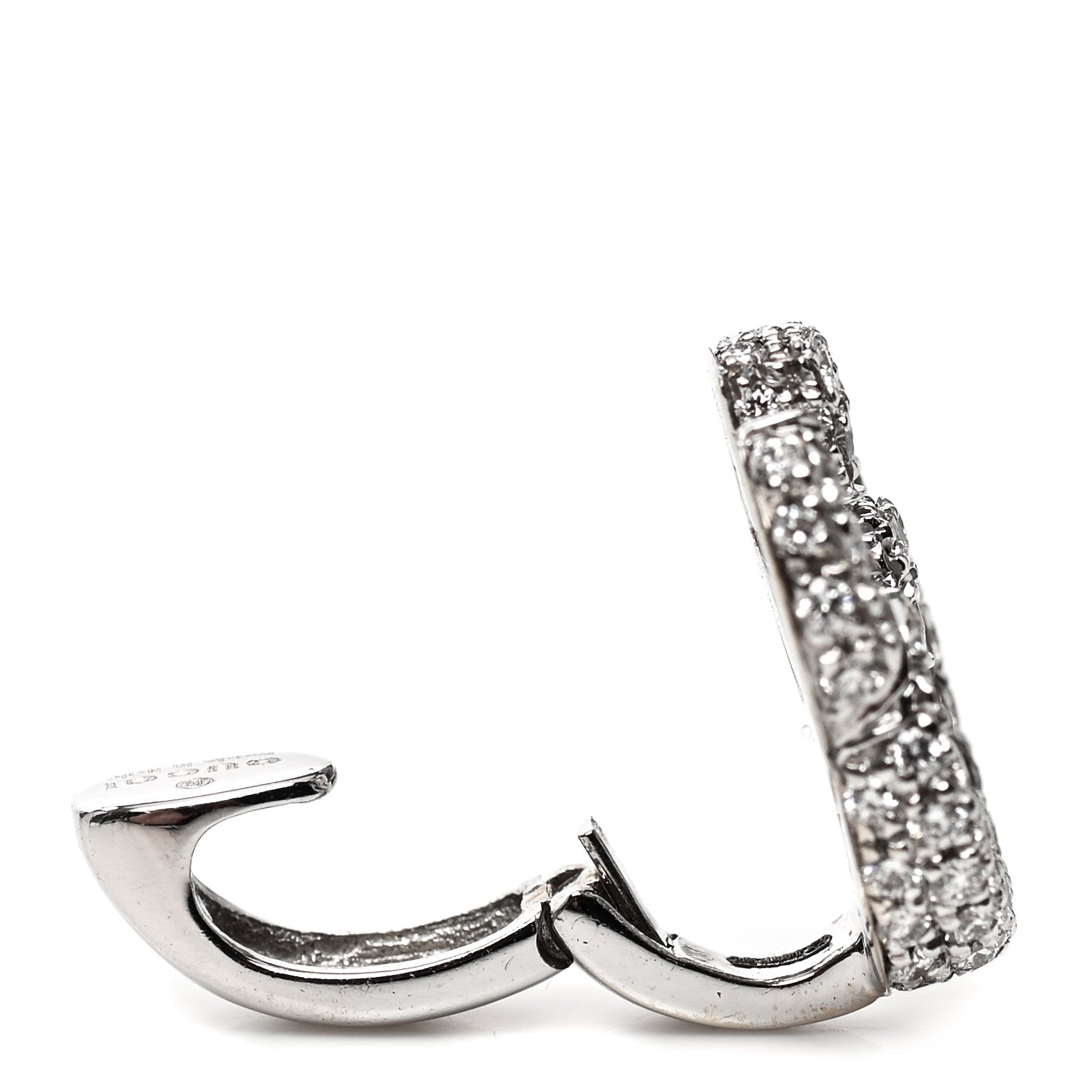 Gucci 18K White Gold Diamond Running G Ear Cuff Earring 3 of 4