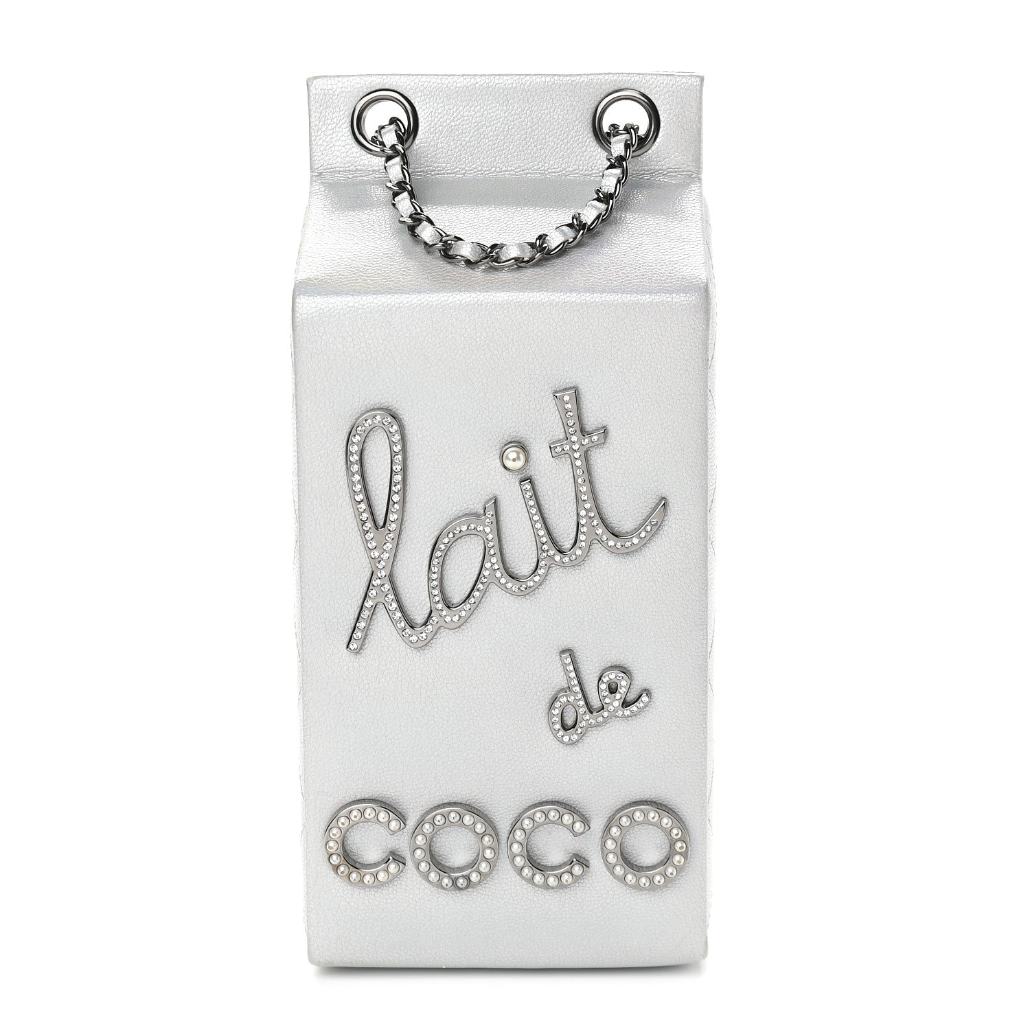 Chanel Metallic Goatskin Lait de Coco Milk Carton Bag Silver 1 of 9