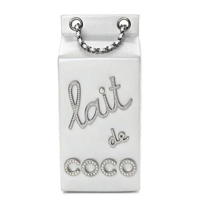 Chanel Metallic Goatskin Lait de Coco Milk Carton Bag Silver 1 of 9