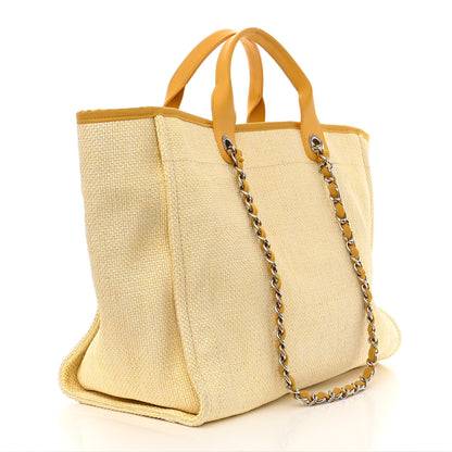 Chanel Woven Straw Raffia Large Deauville Tote Yellow 3 of 12